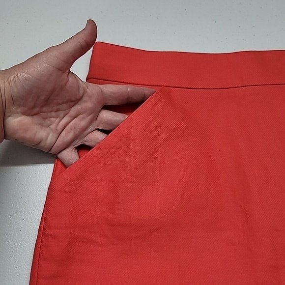 J Crew Factory The Pencil Skirt Poppy (Salmon) Double Serge Cotton Skirt Size 0 - Picture 2 of 11